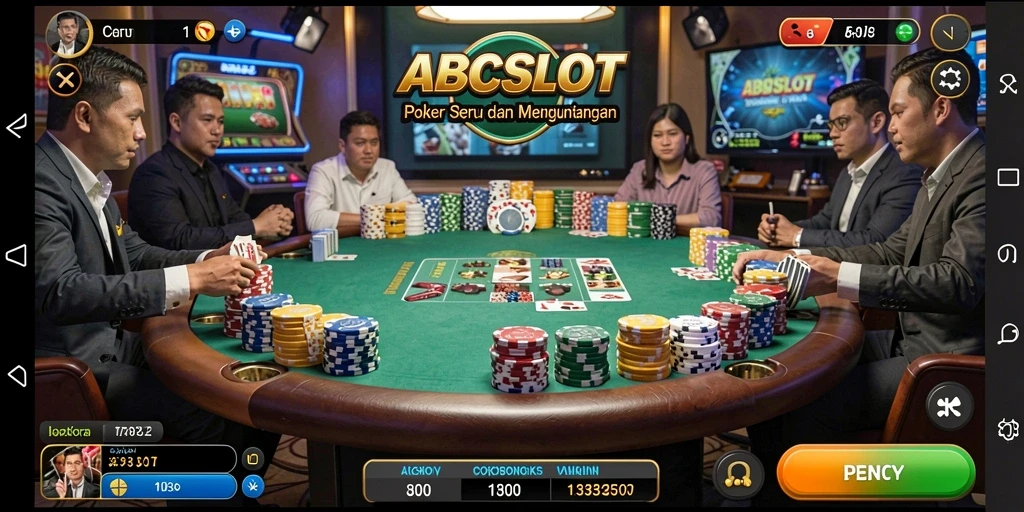 Tampilan permainan poker seru di ABCSLOT dengan banyak pemain.