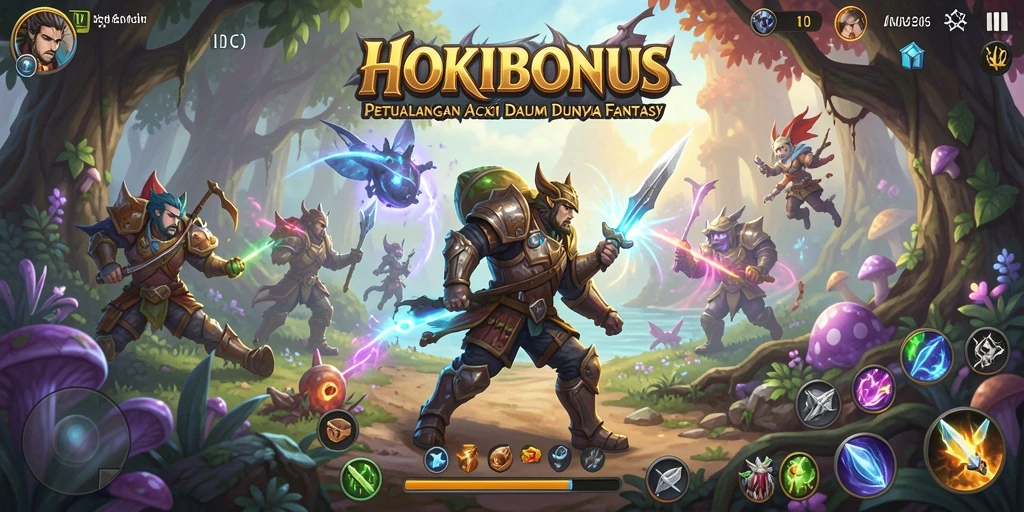 Tangkapan layar HOKIBONUS menampilkan aksi seru dalam pertarungan ARPG.