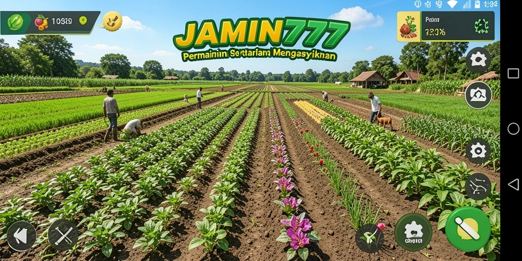 Tampilan gameplay pertanian yang menggembirakan dari JAMIN777.
