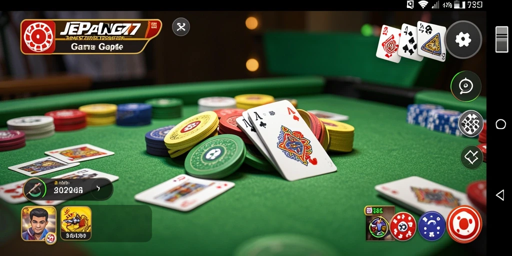 Tampilan gameplay seru dalam JEPANG77, nikmati Gaple bersama teman.