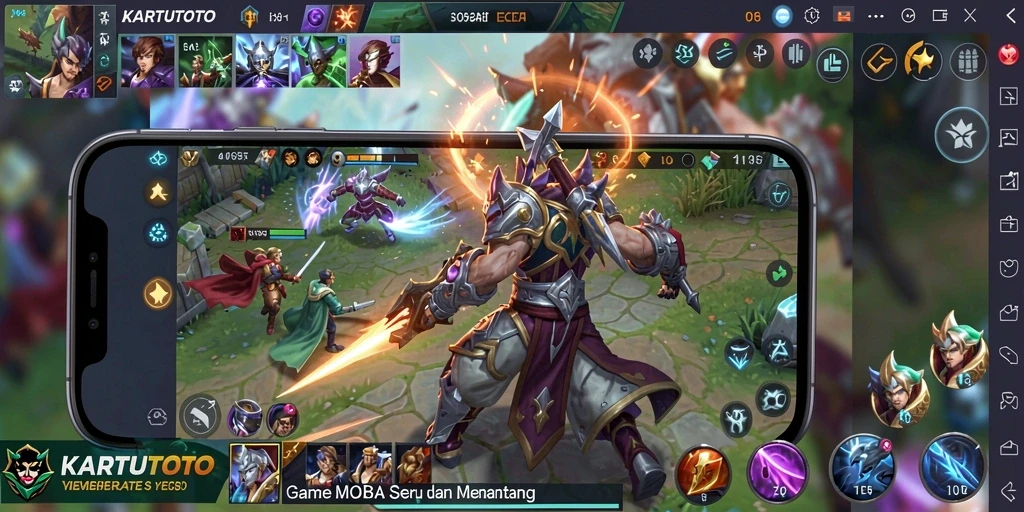 Tangkapan layar gameplay KARTUTOTO dengan pertarungan seru antara tim.