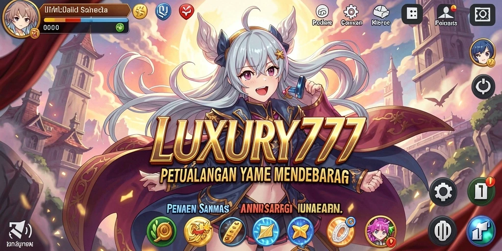 Tangkapan layar utama LUXURY777 menampilkan aksi pertarungan yang seru di dunia Anime.