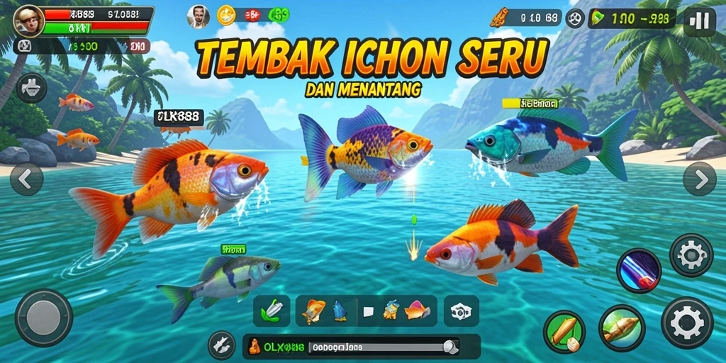 Tampilan gameplay <strong>OLX888</strong> yang menampilkan aksi Tembak Ikan yang seru.