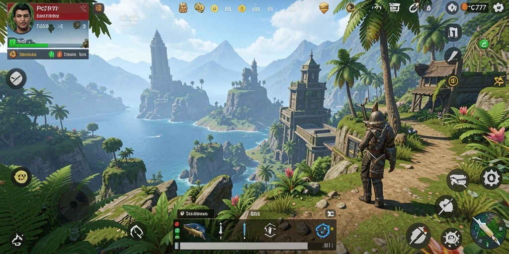 Screenshot yang menunjukkan eksplorasi dunia terbuka PC777.