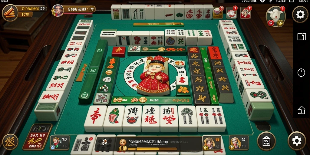 Tampilan gameplay POHONEMAS33 dengan ubin Mahjong yang berwarna-warni.