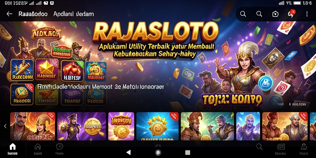 Tampilan utama RAJASLOTO menunjukkan antarmuka yang sederhana dan fungsional.