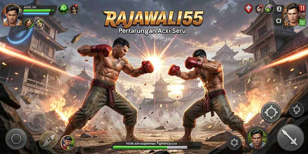 Tampilan gameplay aksi menegangkan dalam RAJAWALI55