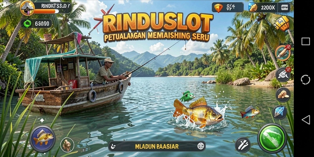 Screenshot menampilkan gameplay memancing RINDUSLOT yang seru.