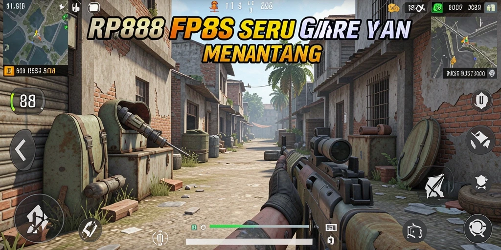 Screenshot gameplay RP888 menampilkan aksi tembak-menembak yang seru dan mendebarkan.