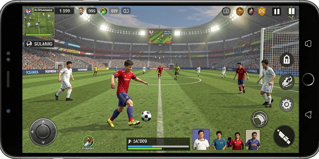 Screenshot S9S9 menunjukkan aksi mendebarkan dalam pertandingan sepak bola.