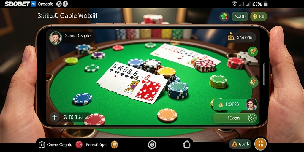 Tampilan seru dari gameplay Gaple di SBOBET.